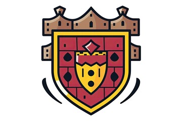 Obraz premium red and yellow shield with a crown on top Generative AI