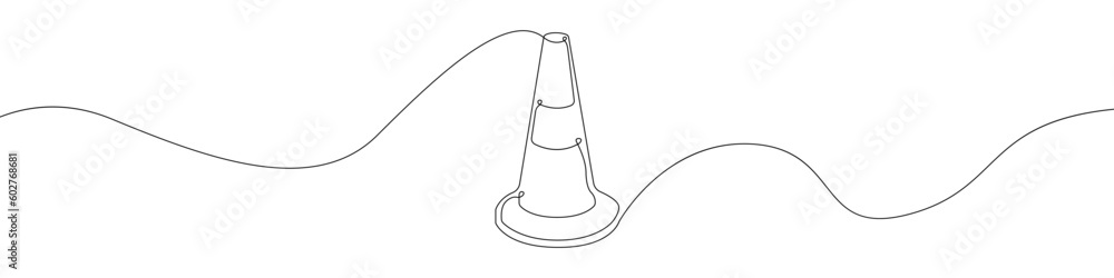 Aufkleber road cone line continuous drawing vector. one line road cone vector background. road cone icon. cont