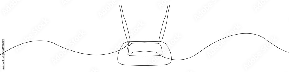 Poster wi-fi router line continuous drawing vector. one line wi-fi router vector background. wi-fi router i