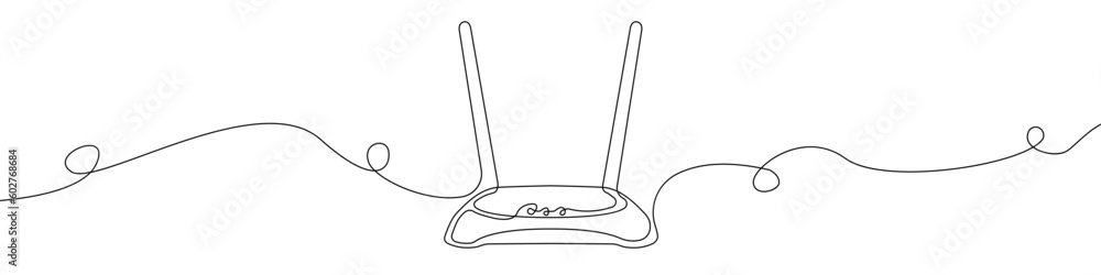 Poster wi-fi router line continuous drawing vector. one line wi-fi router vector background. wi-fi router i