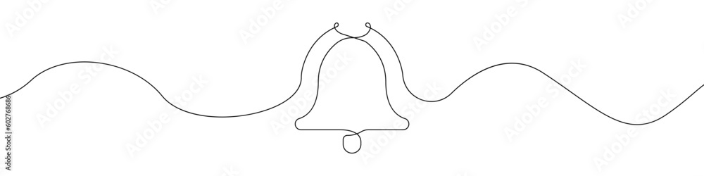 Poster bell line continuous drawing vector. one line bell vector background. bell icon. continuous outline 