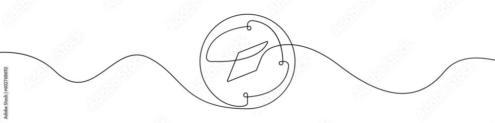 Poster compass line continuous drawing vector. one line compass vector background. compass icon. continuous