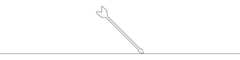 Arrow line continuous drawing vector. One line Arrow vector background. Arrow icon. Continuous outline of an Arrow. Arrows linear design.