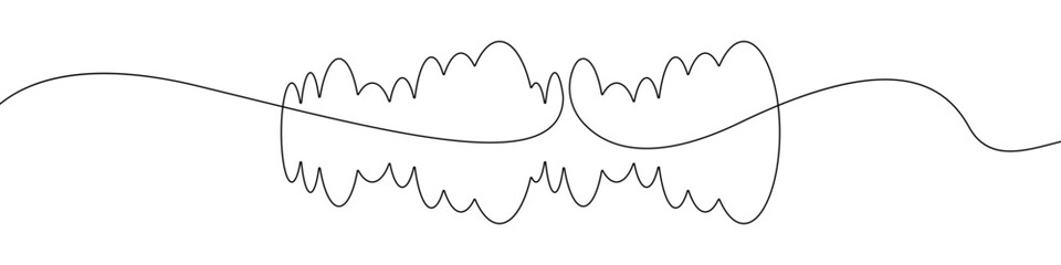 Soundwave line continuous drawing vector. One line Soundwave vector background. Soundwave icon. Continuous outline of a Soundwave. Sounds Waves linear design.