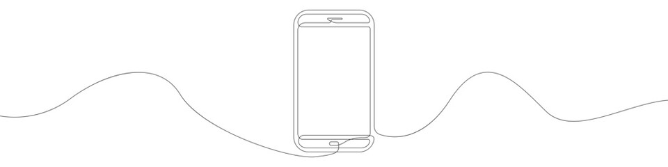Smartphone line continuous drawing vector. One line Smartphone vector background.Smartphone icon. Continuous outline of Smartphone. Smartphones linear design.