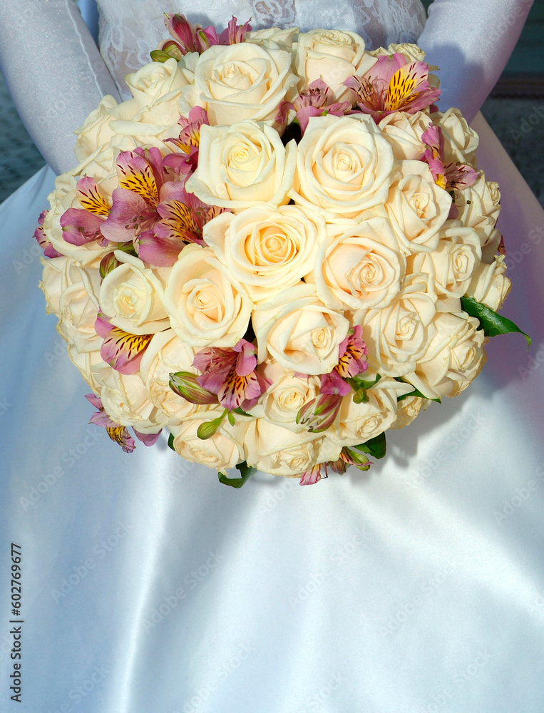 Sticker A shot of wedding sweet bouquet in brides hands