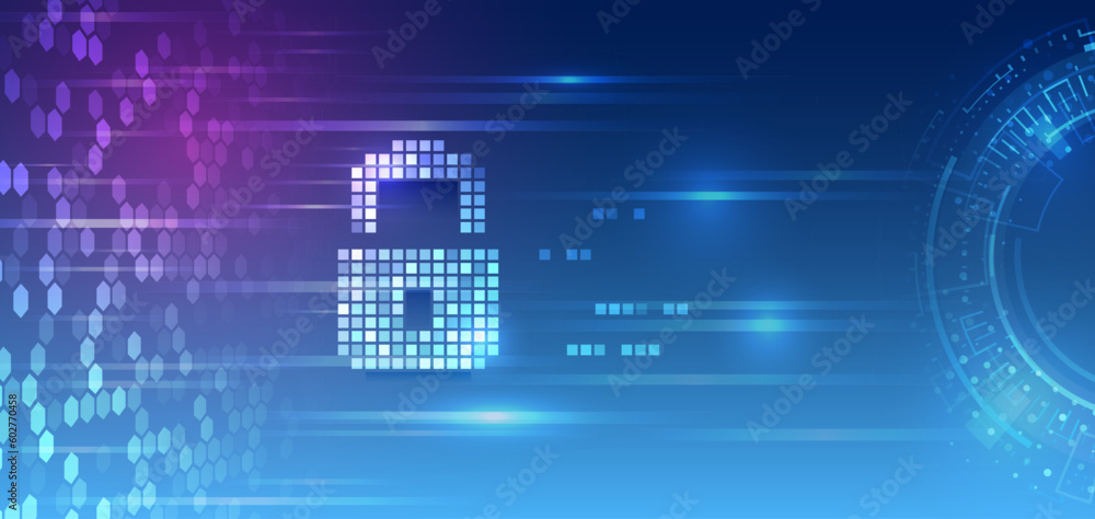 Poster Hi-tech various background. Cyber security for business and internet projects. Vector illustration of data security services. Data protection, privacy, and Internet security concept