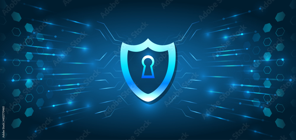 Poster Data protection, privacy, and internet security concept. Hi-tech various background. Cyber security for business and internet projects. Vector illustration of data security services.