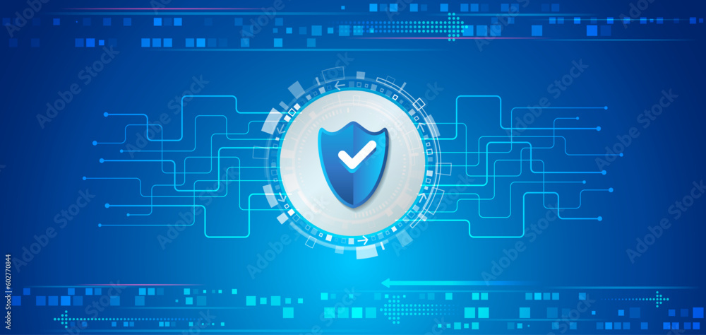 Poster Data protection, privacy, and internet security concept. Hi-tech various background. Cyber security for business and internet projects. Vector illustration of data security services.