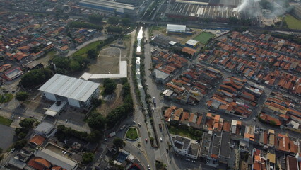 Visão aérea da cidade de Poá no alto tietê de São Paulo - obrazy, fototapety, plakaty
