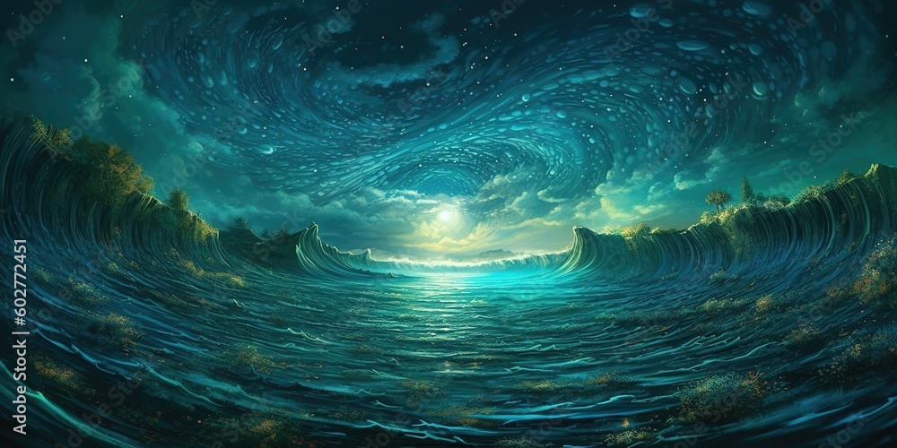 Poster an image depicting a person sailing on the water with a boat in the background generative ai