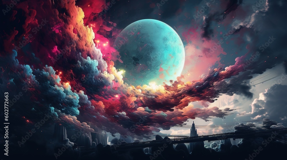 Aufkleber a picture depicting a sky that is overcast with clouds generative ai