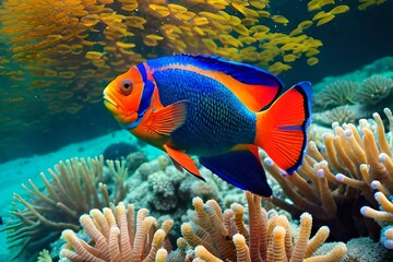 Naklejka na ściany i meble Unterwasserwelt mit Fischen und Korallen