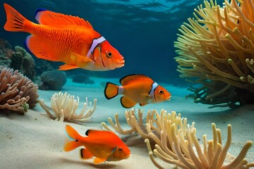 Fototapeta premium Unterwasserwelt mit Fischen und Korallen