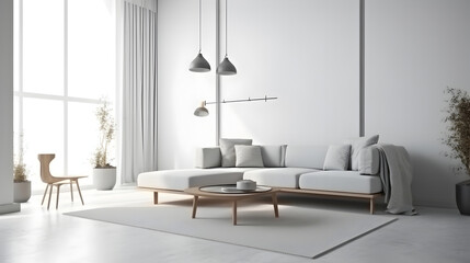 Minimalist Interior of modern interior desige 3D rendering, generative ai