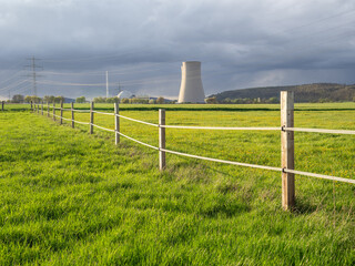 Green landscape and nuclear power plant ...