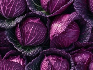 Fototapeta na wymiar Red Cabbage background as seamless tile (generative AI)