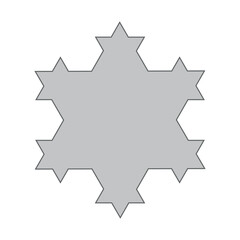 Koch snowflake construction. Vector illustration isolated on white background.