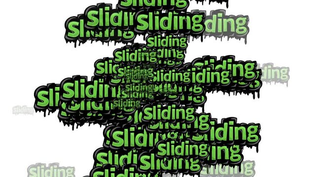animated video scattered with the words SLIDING on a white background