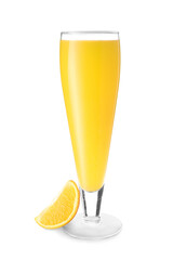 Glass of orange juice isolated on white background