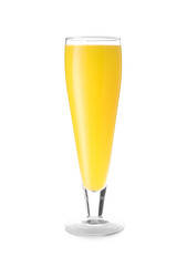 Glass of orange juice isolated on white background