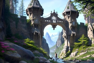 Enchanting Castle Gates in the Mountains