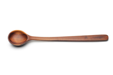 Wooden spoon isolated on white (Top view)