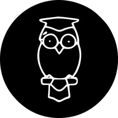 wise scholar owl black simple silhouette vector icon