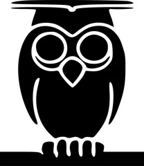 wise scholar owl black simple silhouette vector icon