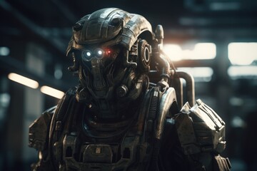 Mechanical cyborg soldier - generative ai