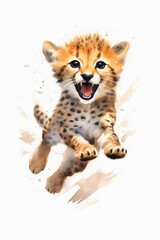 junger Gephard, Cheetah Cub, Water Colour Art, 3584x5376, Ratio 2:3