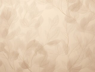 Beige Background with Subtle Leaf and Branch Pattern, AI Generated Image