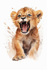 Obraz na płótnie Canvas junger Löwe, Lion Cub, Water Colour Art, 3584x5376, Ratio 2:3