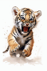 junger Tiger, TigerCub, Water Colour Art, 3584x5376, Ratio 2:3