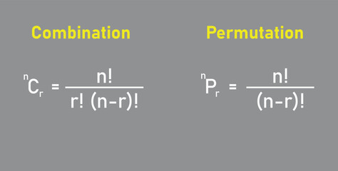 Permutation and combination formulas in mathematics.