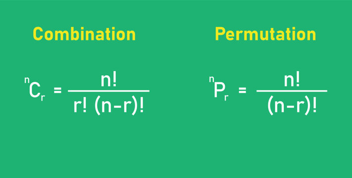 Permutation and combination formulas in mathematics.