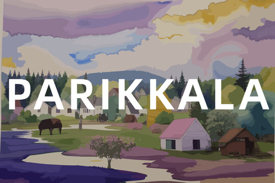 Parikkala: Beautiful painting of an Finnish village with the name Parikkala in Etel&auml;-Karjala