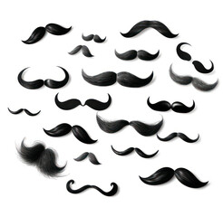 Father's day icons set isolated on white background. male mustache shapes in black and white. illustration. Generative AI