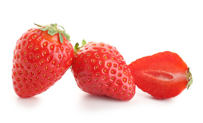 Fresh strawberries on white background