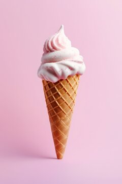 ice cream cone on a colored background. Generative AI