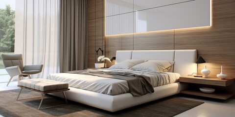 Cozy Modern Bedroom Interior Design AI Generated Generative AI