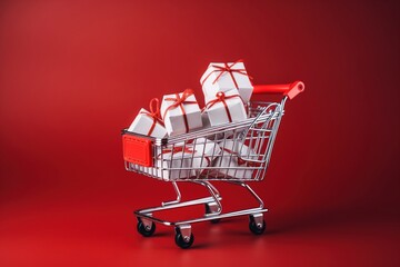 shopping cart with boxes -Ai