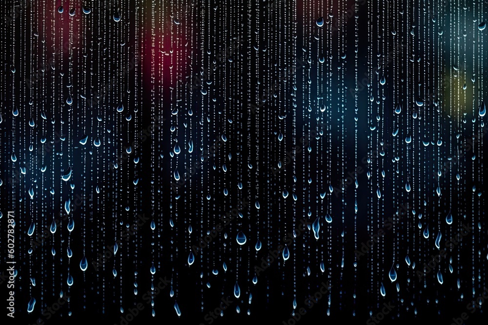 Poster rain drops on a window with a red light in the background Generative AI