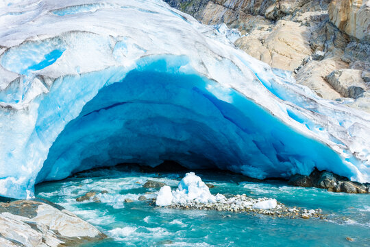 The Nigardsbreen Glacier, beautiful blue melting glacier in the Jostedalen National Park,  Norway