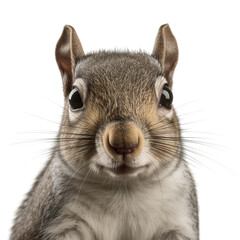sitting squirrel, close-up, isolated transparent background