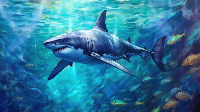 Great white shark created with generative AI technology