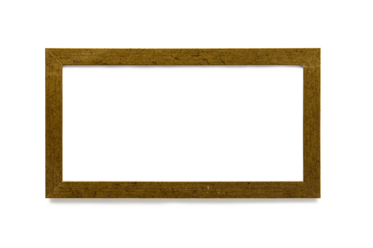 Moldura de madeira na cor cobre em um fundo transparente	