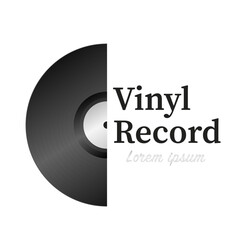 Vinyl record music vector with white graphic background. Retro vinyl disc. Vector illustration