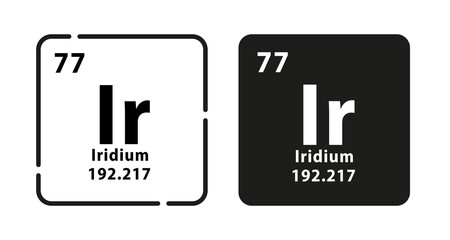 Iridium periodic element icon. The chemical element of the periodic table. Sign with atomic number. Atomic mass and electronegativity values. Vector illustration