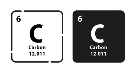 Carbon periodic element icon. The chemical element of the periodic table. Sign with atomic number. Atomic mass and electronegativity values. Vector illustration